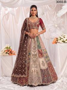 <b>Bridal</b> Lehenga Set Heavy Embroidered Dupatta V Neck Blouse and Skirt Wedding Party Formal Wear - Product Image 4