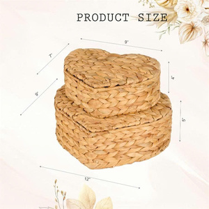 Heart Shaped Natural Wicker Basket Organizer Decorative <b>Boxes</b> Woven Wicker Storage Basket - Product Image 3
