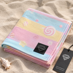 Premium Custom Printed Microfiber <b>Beach</b> Towel Quick Dry Sand Free Oversized Bath Towel Personalized Pastel Stripes Swim <b>Blanket</b> - Product Image 5