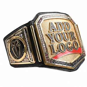 Cinturón de Campeón Indiscutible de Roman Reigns, Chapado en Oro, Decorado con Pedrería, Hebilla con Placa, Estilo Casual, Cinturón de Cuero - Product Image 1