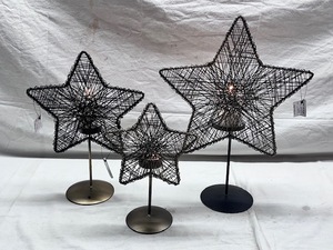 Juego de Portavelas Decorativos de Hierro con Diseño de Estrella, Resistentes al Calor, Hechos a Mano, con Impresión Digital, Decoración para el Hogar, Faroles Navideños de Alambre Metálico - Product Image 3