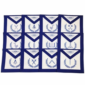 Blue Lodge Apron Set Royal Blue <b>Machine</b> Embroidery White & Blue Premium Masonic Regalia Adjustable Belt - Product Image 1