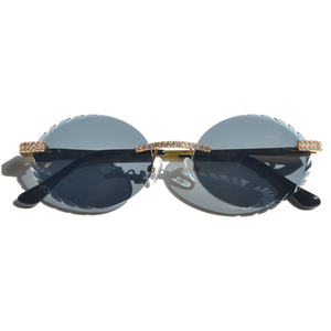 <b>Rimless</b> Oval <b>Sunglasses</b> Gradient Blue Lenses Retro Style Light Weight Unisex Adult Casual Wear - Product Image 6