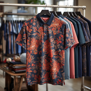 เสื้อโปโลผู้ชายผ้าโพลีเอสเตอร์คอตตอนพิมพ์ลาย สวมใส่สบาย ระบายอากาศได้ดี รับผลิตตามแบบ OEM - Product Image 5