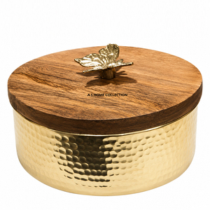 Nouveauté : Boîte en bois de qualité supérieure avec couvercle en métal texturé pour la maison, les célébrations de la rentrée scolaire, la vaisselle et les décorations de table - Product Image 3