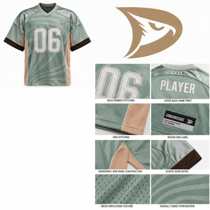 Camiseta de Fútbol Americano Personalizada para Hombre, Manga Corta, Malla Transpirable, Bloques de Color, Cuello Redondo, Ropa Deportiva, Talla Adulto Regular - Product Image 5