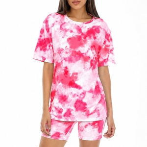 Premium Tie Dye Women Lounge Set Oversized T Shirt And <b>Shorts</b> Set Custom Printing Design Comfortable Fit Lightweight Fabric - Product Image 2