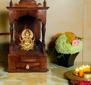 Handcrafted Modern Small Solid Wood Pooja <b>Mandir</b> | Open Tabletop Home Temple for Living Room & Apartment | Jodhpur Export - Product Image 3