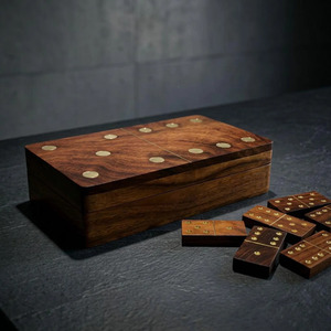 Jeu de dominos de luxe en bois de rose Aethelred Games, 28 tuiles, fabriqué à la main, boîte de rangement en bois portable, jeu d'intérieur - Product Image 3