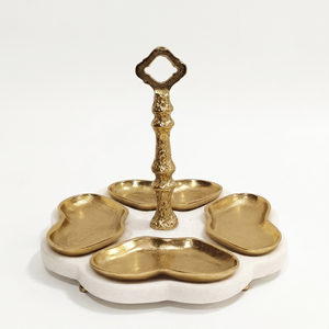 Juego de 3 Recipientes de Vidrio con Tapa Metálica, Plato para Servir Frutos Secos de Mármol Blanco, Bandeja para Aperitivos, Decoración de Mesa - Product Image 5