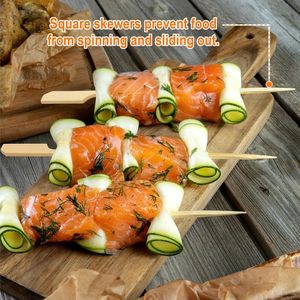 200 Spiedini in Bambù da 6 Pollici, Piatto e Larghi, Premium, per Antipasti e Cocktail, Stuzzicadenti Decorativi, Set Utensili BBQ - Product Image 3