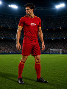 Shorts de football personnalisés professionnels pour hommes, 100 % polyester respirant, imprimés par transfert thermique, sublimés, en maille ajustable - Product Image 4