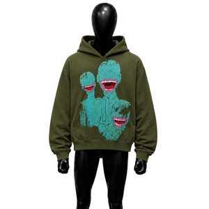 PREMIUM OLIVE PULLOVER OLIVE GREEN GRAPHIC OVERSIZED <b>HOODIE</b> MODERN STREET STYLE STATEMENT PRINT <b>HOODIE</b> CLASSIC STREETWEAR PULLOV - Product Image 1