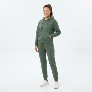 Vêtements de sport pour femmes OEM ODM, ensemble décontracté, veste à capuche en polyester à séchage rapide et pantalon de jogging - Product Image 4