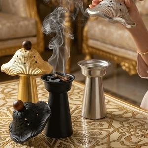 Quemador de Incienso de Metal Plateado con Diseño Escultural, Set para Rituales de Oud, Difusor de Aroma para Hogares Árabes, Soporte para Bakhoor - Product Image 6