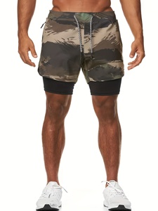 Men's Camouflage Quick Dry Shorts <b>Mid</b> Waist Drawstring Elastic Fit Casual Outdoor Athletic Training Sport Shorts - Product Image 3
