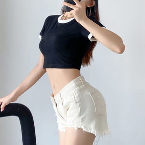 Camisetas Ringer de dos tonos para mujer, camisetas Ringer personalizadas para mujer, camisetas cortas transpirables de manga corta directas de fábrica, camisetas Ringer - Product Image 2