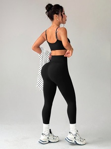 Minimalist Plain 3 Piece Gym Set Women Adjustable Cami Bra Crop <b>Long</b> Sleeve Active Leggings - Product Image 2