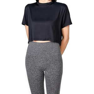 Camiseta Corta Minimalista para Mujer, de Algodón, Holgada, Lisa, Informal, Estilo Urbano, con Estampado Personalizado - Product Image 2
