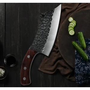 Couteau de chef Burraq DIY en acier au carbone industriel, multifonctionnel, 10 pouces, manche en bois, étui en cuir, fabrication artisanale sur mesure OEM - Product Image 3
