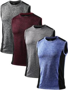 Camiseta sin Mangas para Hombre, Cuello Redondo, Tejida, de Secado Rápido, Color Sólido, Deportiva, Verde, Morado, Azul, Gris, Poliéster - Product Image 5
