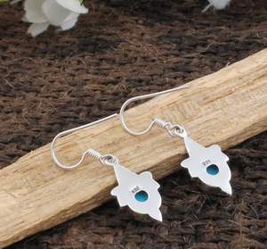Boucles d'oreilles pendantes en turquoise naturelle, argent sterling 925, boucles d'oreilles de luxe pour mariage, bijoux pour femmes, vente en gros - Product Image 6
