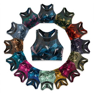 Soutien-gorge de sport personnalisé confortable en maille respirante, dos nageur, crop top pour gym, yoga, fitness, push-up, vêtement de sport imprimé à séchage rapide - Product Image 1