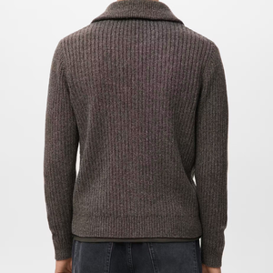 Cardigan en laine pour homme à col en V, manches longues, fermeture boutonnée, couleur unie, tricot anti-boulochage, épaisseur standard, idéal pour l'automne - Product Image 3