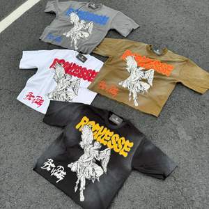 T-shirts personnalisés en tricot surdimensionné, coupe ample, col rond, manches courtes, écologiques, anti-froissement, séchage rapide, respirants - Product Image 1