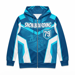 Sweat à capuche de patinage artistique pour homme, zippé, imprimé par sublimation, motif numéro 45, tenue décontractée d'hiver, motif bleu-gris - Product Image 4
