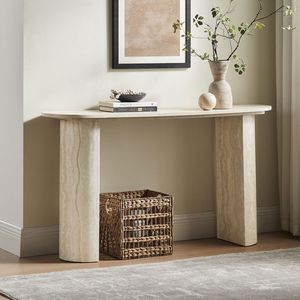 Tavolo Console Moderno da 55,12 Pollici con Motivo in Finto Marmo MARS, Tavolino Sottile in MDF per Soggiorno - Product Image 3