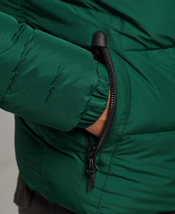 OEM Dark Green Waterproof Winter Hooded Puffer Men's <b>Jackets</b> Custom Design Insulated Warm Loose Fit Front Logo Puffer <b>Jacket</b> - Product Image 4