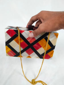Handmade Luxury <b>Resin</b> Clutch with Geometric Design Custom Acrylic Evening Bag for Parties Weddings and Events - Product Image 6
