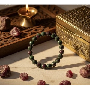 Pulsera de cuentas de zoisita rubí natural hecha a mano en India, pulsera de cristal curativa Revival, brazaletes al por mayor - Product Image 3