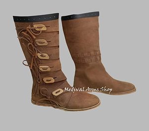 Bottes médiévales en cuir faites à la main pour hommes, chaussures authentiques de reconstitution historique de la Renaissance, chaussures de costume historique, pour anniversaire et Halloween - Product Image 4