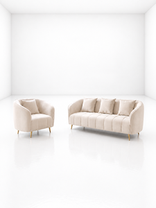 Modern Alexis Ivory Modular Lounge Seating Arrangement with Custom Fabric for Living Room Hotel Hospital Villa - Product Image 1
