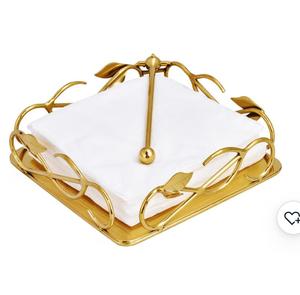 Porte-mouchoirs en métal doré Glam, design carré, support à serviettes autoportant - Product Image 1