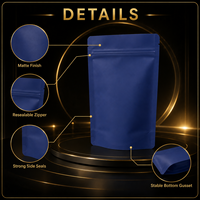 Sacs Doypack Bleus Mats 12x17cm en Gros avec Fermeture Zip Refermable, Sachets Autoportants en Plastique pour Emballage Alimentaire avec Logo Personnalisé
