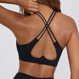Soutien-gorge de sport élégant à maintien élevé, écologique et respirant, avec bretelles arrière réglables, en tissu à séchage rapide pour les entraînements de gym des femmes - Product Image 2