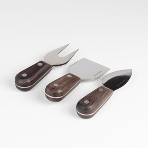 Juego de cuchillos para queso de alta calidad, hojas de acero inoxidable, elegante mango de madera, utensilios para servir en tablas de charcutería a un precio excelente. - Product Image 1