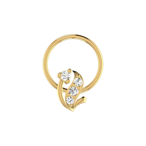 เครื่องประดับเจาะสีทอง14K หมุดจมูกดีไซน์ลายคลื่นดอกไม้เพชรธรรมชาติ0.04ct - Product Image 1