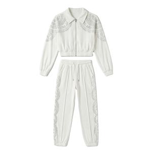 Ensemble survêtement homme en coton personnalisé en gros, lavage à l'acide, strass, deux pièces, veste et pantalon, streetwear, poids lourd, écologique, luxe - Product Image 1