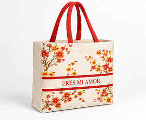 Romantic Blossom Floral Canvas Tote <b>Bag</b> 40x34x16 cm Custom Printed Shopping <b>Bag</b> Handles Wholesale OEM Private Label Bulk SNC135A - Product Image 6