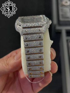 Reloj Cuadrado Premium con Números Romanos |   Reloj con Diamantes Cultivados en Laboratorio VVS1 |   Joyería Hip Hop con Movimiento Automático - Product Image 5