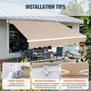 Tenda da Sole Retrattile Manuale 3x2,4m in Poliestere Resistente all'Acqua per Porte e Finestre, Protezione Solare Esterna 4m - Product Image 5