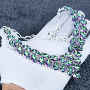 Increíble Collar de Topacio Místico Arcoíris, Joyería de Plata de Ley 925, Collar Hecho a Mano con Electroformado, Regalo para Mujer - Product Image 4