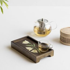 Bandeja de Servir de Madera Pintada a Mano, Bandeja Rectangular de Madera de Mango Premium para Servir Aperitivos, Té, Café y Desayuno en Casa - Product Image 2