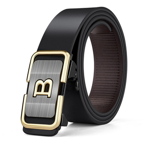 Ceinture en cuir véritable pour homme, design unisexe, en cuir de vachette, avec boucle en alliage véritable, respirante - Product Image 3