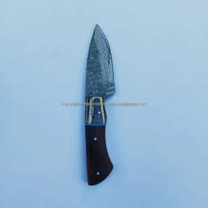 Couteau de chasse à lame fixe en acier Damas, fait main, qualité industrielle, manche en bois, lame à changement rapide, garantie 3 ans, pour l'extérieur - Product Image 4