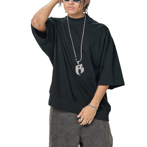 100% Cotton Jersey 240gsm Heavyweight <b>Drop</b> Shoulder Boxy Classic Loose Fit Neck Men's Street Wear T-shirt Triple Needle - Product Image 2